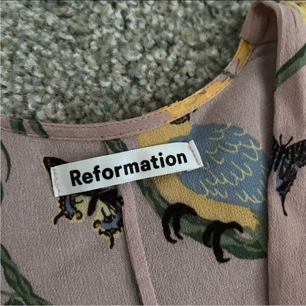 Reformation Lemongrass Jumpsuit Conga Bird Print - Picture 2 of 7